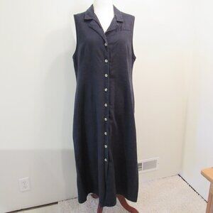 Original Ty Wear Vintage Black Linen/Cotton Maxi ShirtDress Size 16